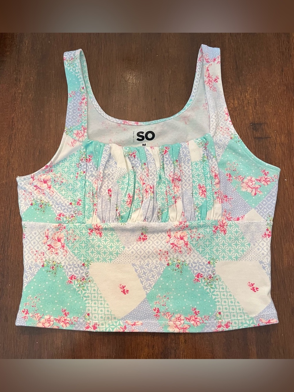 SO Floral Cropped Tank Top Size M Y2K Cottagecore Summer Boho Country